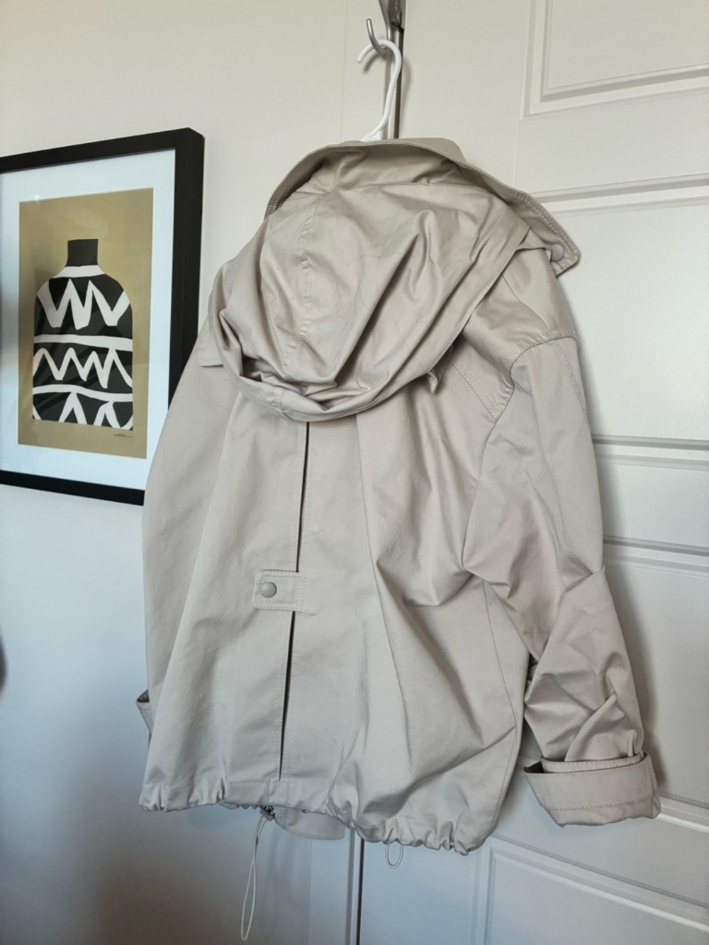 ZARA Beige Collared Snap-Front Jacket - Picture 7 of 9